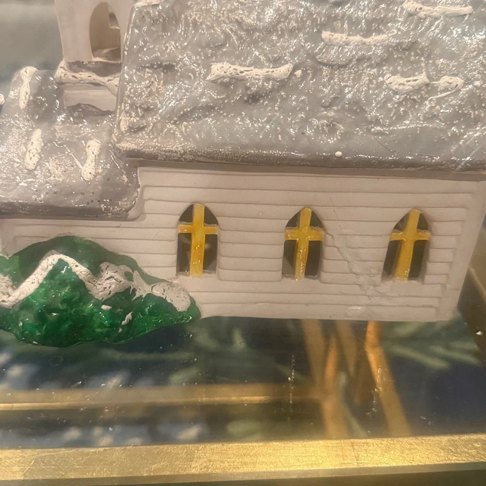 Vintage 1979 Department 56 Charming Holiday Village House with Snowy Green Tree